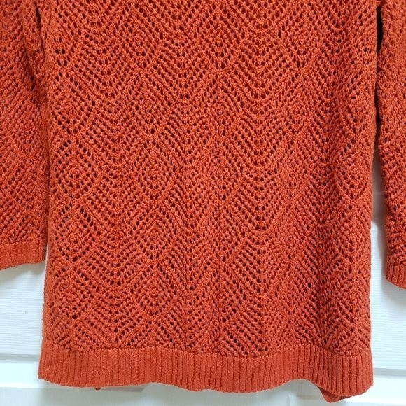 Christopher & Banks XL Orange Crochet Knit Sweater w/Attached Tank Top - Picture 5 of 6